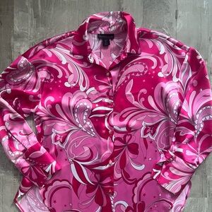 House of Harlow 1960 Pink Swirl Pattern Shirt oversized S NWOT